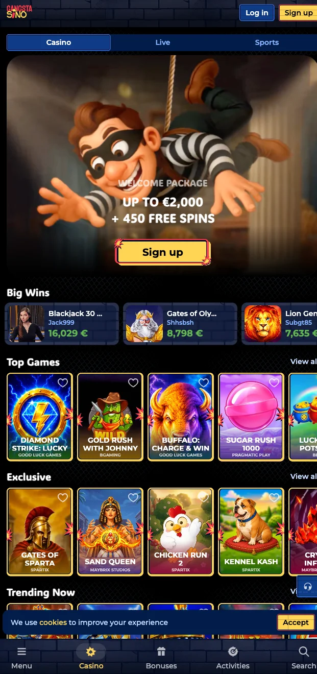 Mobiler Zugang bei Casino Gangstasino